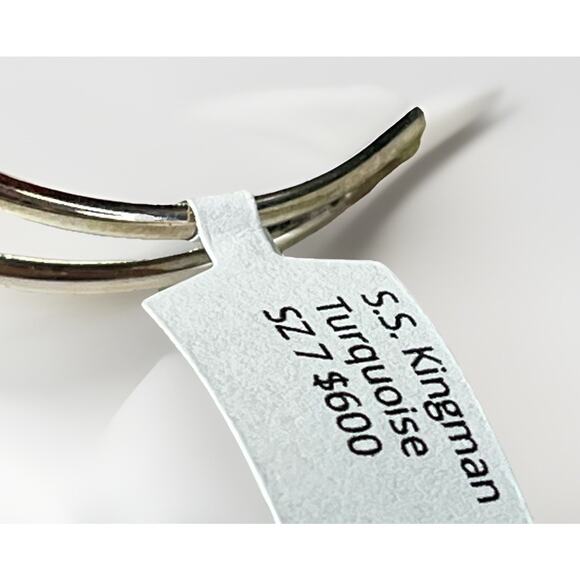 ZUNI Sterling Silver Kingman Turquoise Cluster Bracelet Signed N & R Nez - NEW - Picture 12 of 16